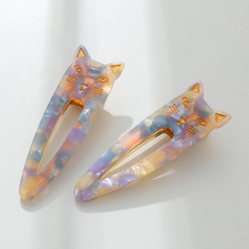 Elodie | Pointed Cat Face Barrette Hair Clip (Set of 2)