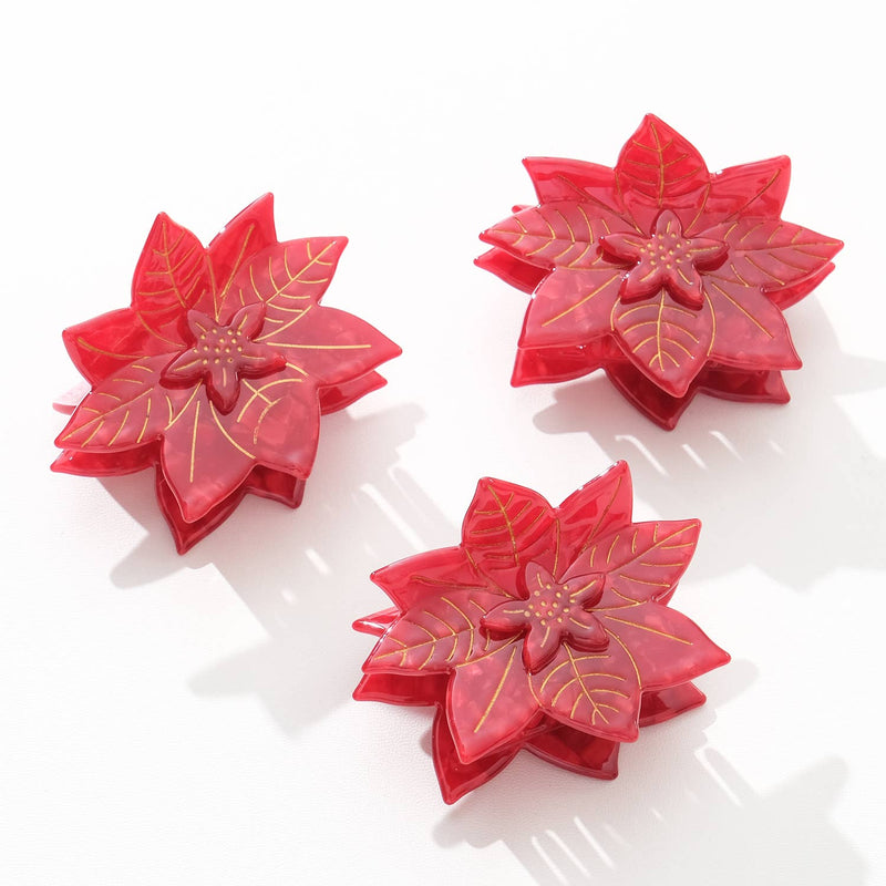 Red Poinsettia | Holiday Claw Clip