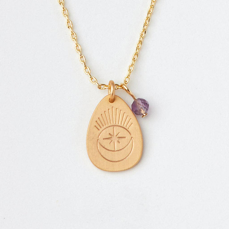 Stone Intention Charm Necklace - Amethyst/Gold