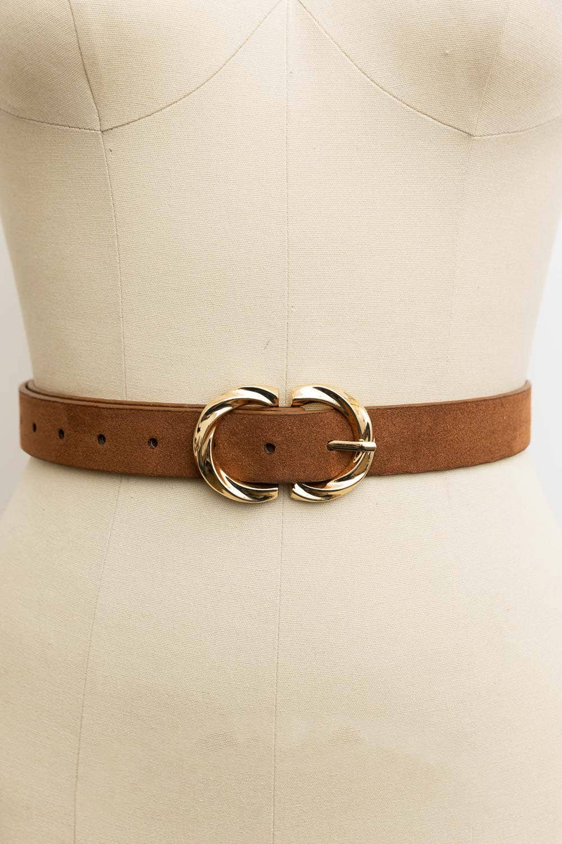 Double C Shaped Buckle Suede Belt ♾️