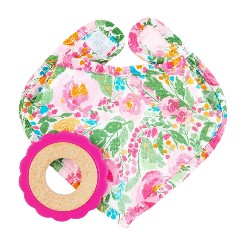 Mud Pie Floral Bib and Teether Set