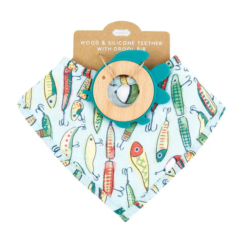 Mud Pie Fishing Lure Bib and Silicone Teether