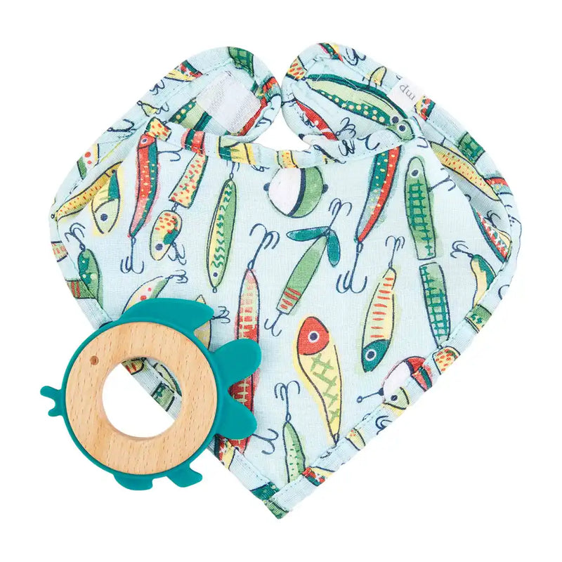Mud Pie Fishing Lure Bib and Silicone Teether