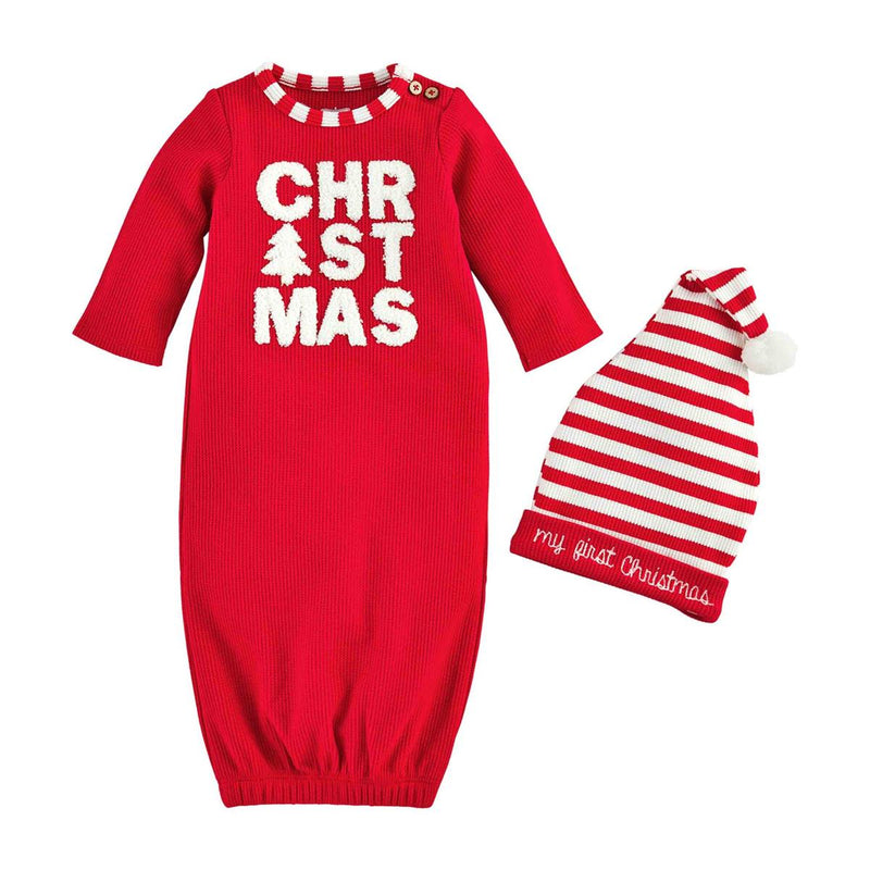 Mud Pie Christmas Newborn Gown & Hat