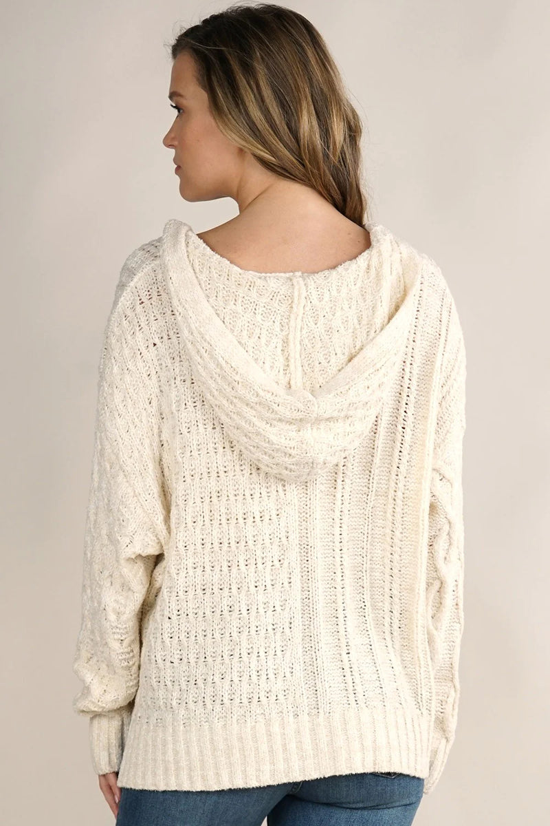 Lightweight Mixed Pattern Hoodie Sweater