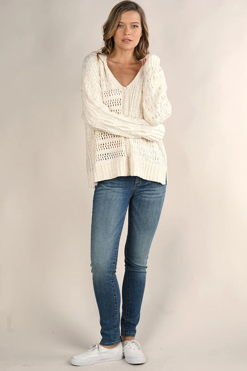 Lightweight Mixed Pattern Hoodie Sweater
