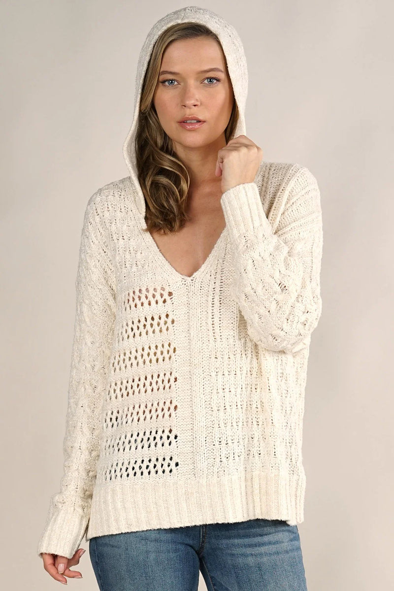 Lightweight Mixed Pattern Hoodie Sweater