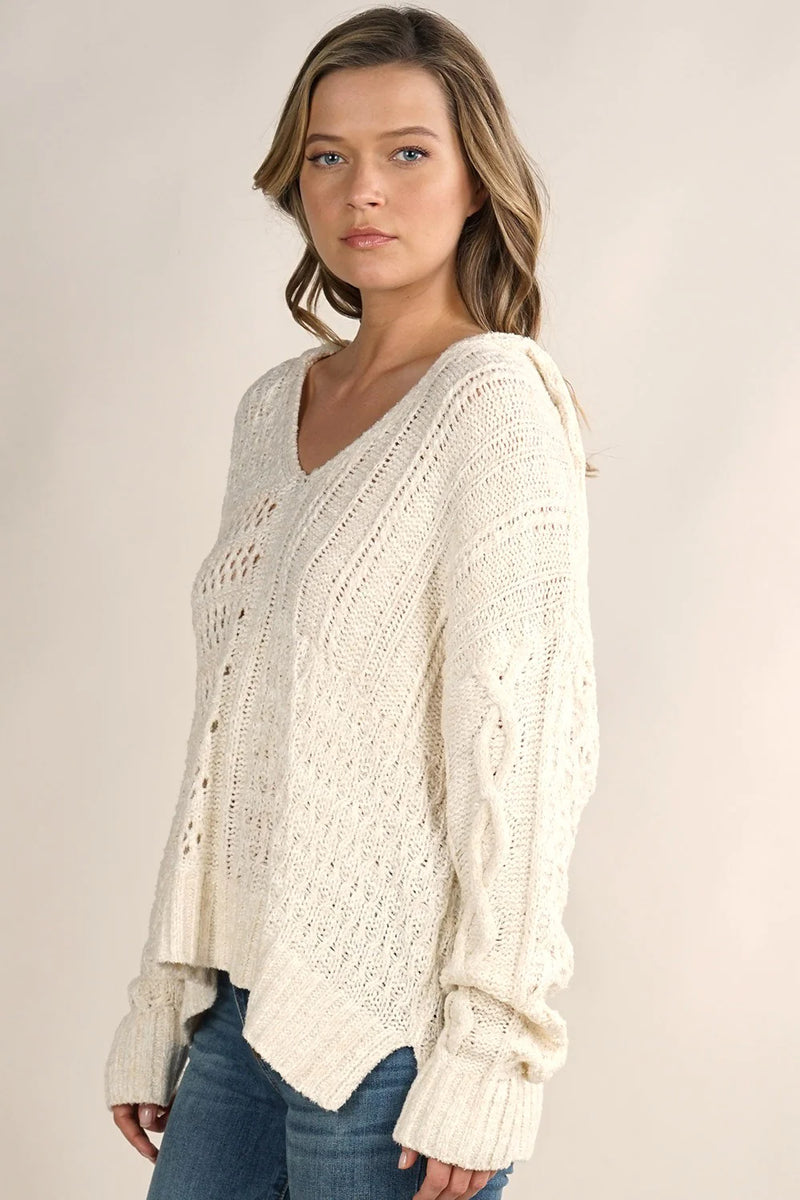 Lightweight Mixed Pattern Hoodie Sweater