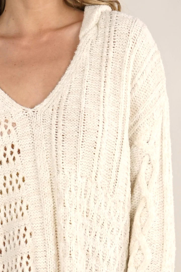 Lightweight Mixed Pattern Hoodie Sweater