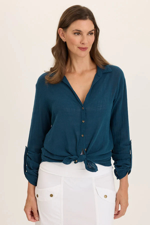 XCVI Wearables Porter Blouse - Abyss Pigment
