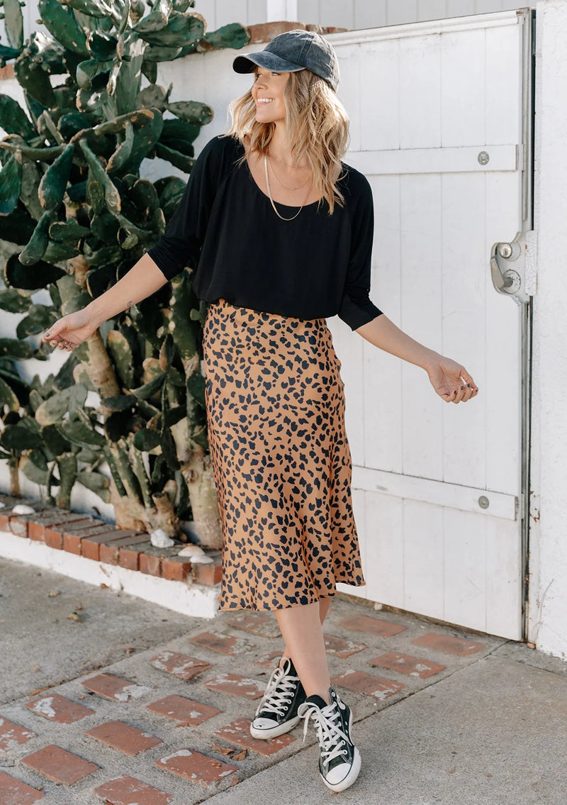 Black Three Quarter Dolman Sleeve Top