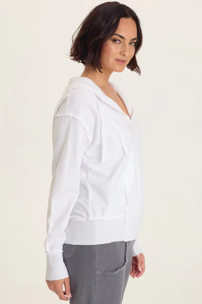 XCVI Wearables Rosalyn Fleece Casual Hoodie  in White