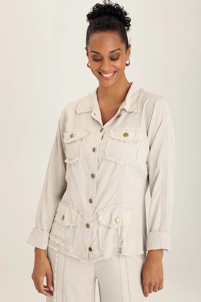 XCVI Twill Safari Jacket - Ripple Pigment