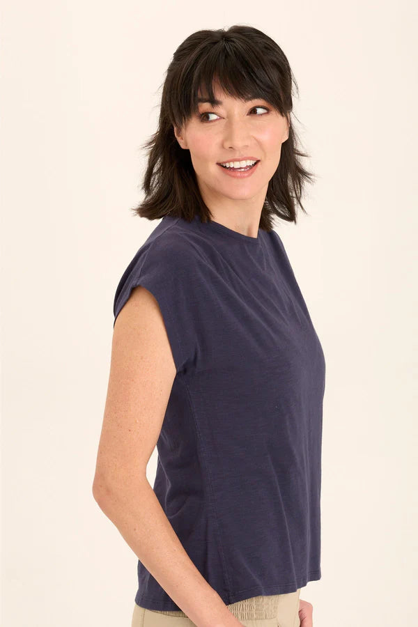 XCVI Wearables Slub Arwen Top - Navy