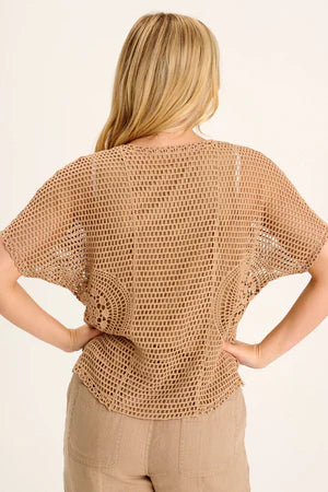 XCVI Centre Crochet Layered Top  in Roebuck