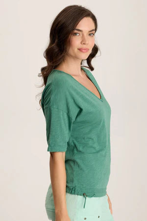 XCVI Rajni V-Neck Cinchable Hem Tee  in Feldspar