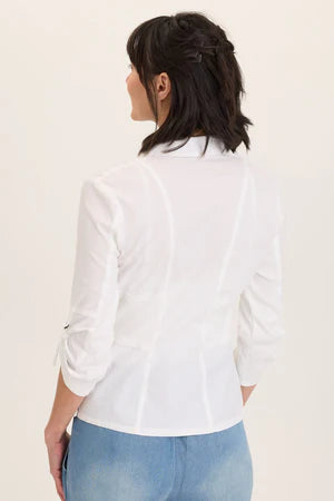 XCVI Wearables Linen Raphael Distressed Blazer  in White