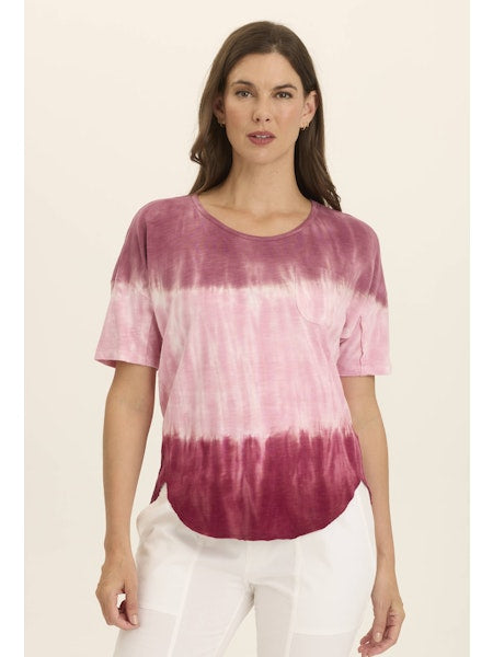 XCVI Duvall Soft Jersey Oversize Tee - Tricolor Ombre Rosy
