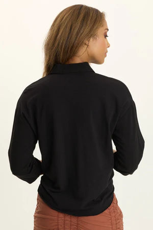 XCVI Wearables Tyrell Lightweight Tie-Front Button-Up  in Black