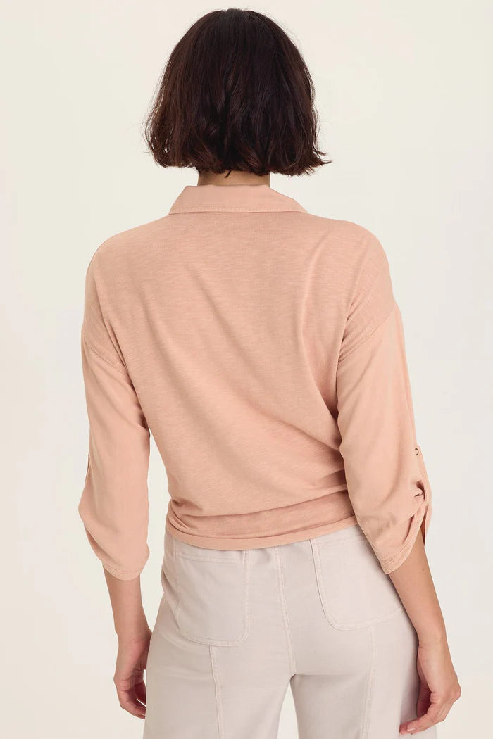 XCVI Wearables Tyrell Lightweight Tie-Front Button-Up  in Burnished Caramel Pigment