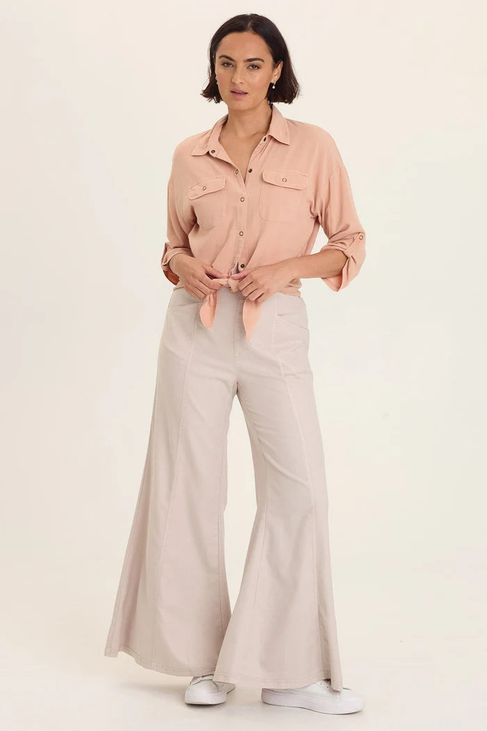 XCVI Wearables Tyrell Lightweight Tie-Front Button-Up  in Burnished Caramel Pigment