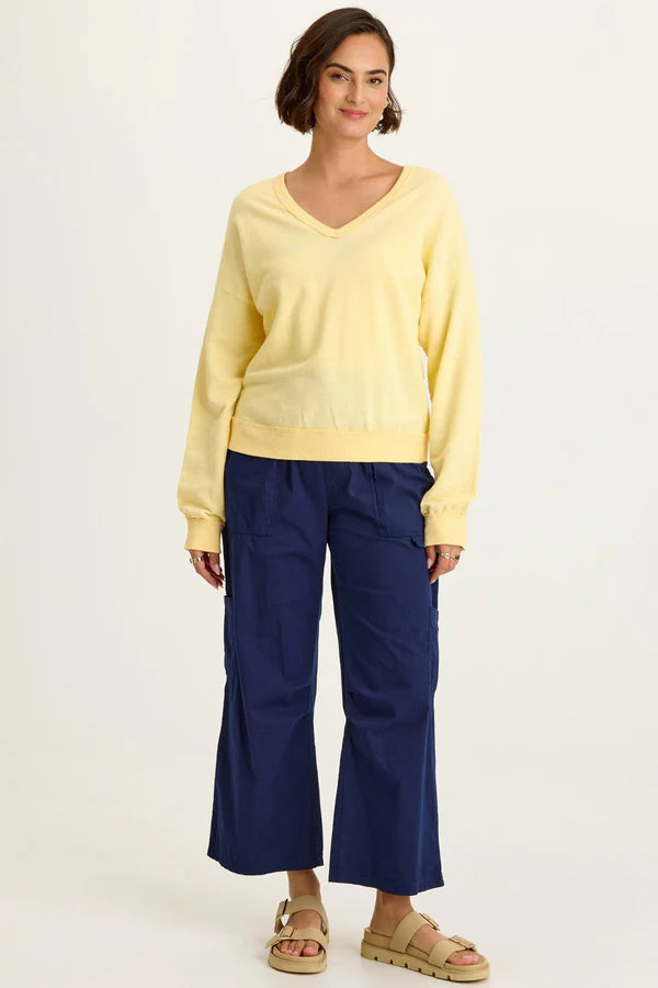XCVI Wearables Leopold Poplin Darted Knee Cargo Crop  in Airdale Pigment