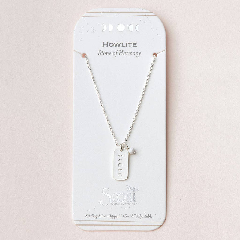 Stone Intention Charm Necklace - Howlite/Silver