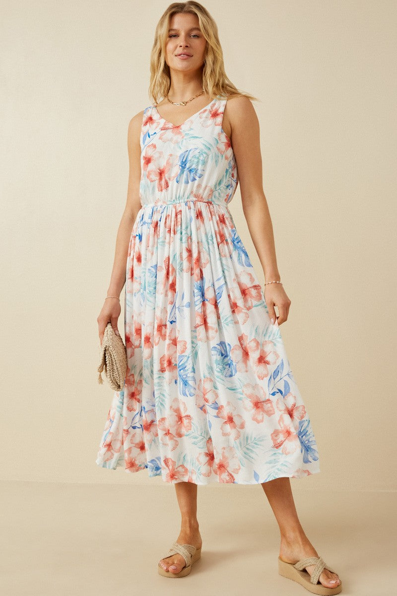 FINAL SALE Romantic Floral Midi Dress