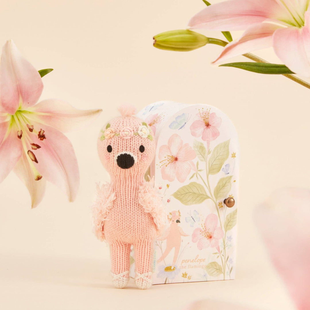 Cuddle+Kind Tiny Penelope the flamingo, gives 10 meals