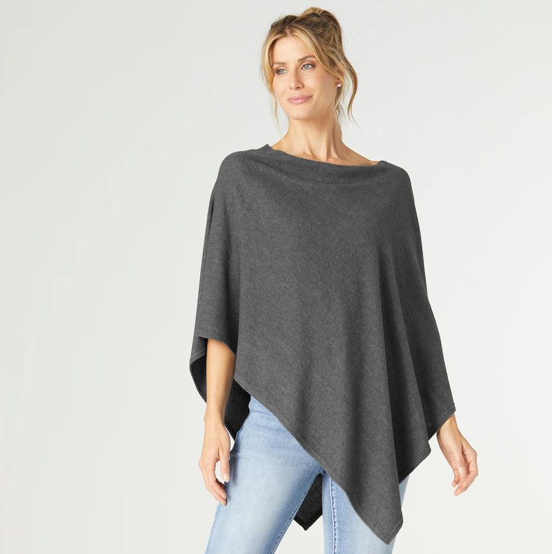 Lightweight Brushed Poncho - Charcoal 2139038D