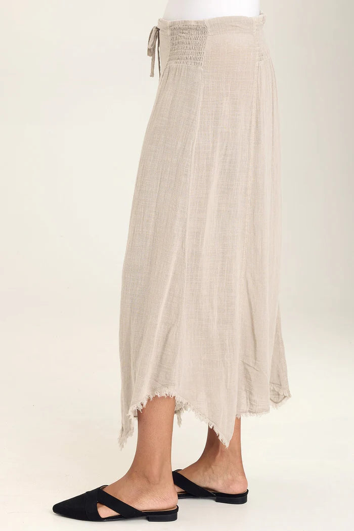 XCVI Wearables Zuri Gauze Handkerchief Casual Midi Skirt  in Ripple Pigment