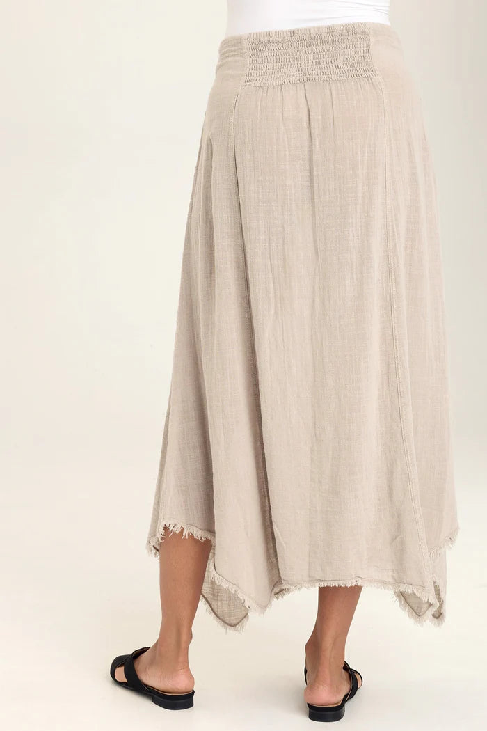 XCVI Wearables Zuri Gauze Handkerchief Casual Midi Skirt  in Ripple Pigment