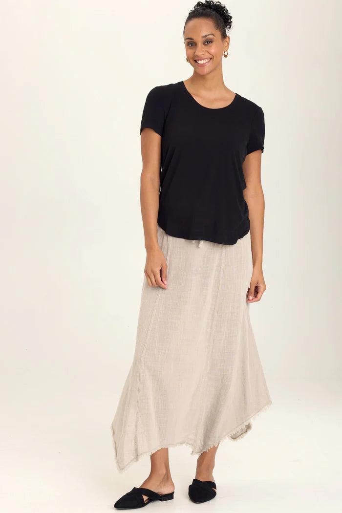 XCVI Wearables Zuri Gauze Handkerchief Casual Midi Skirt  in Ripple Pigment