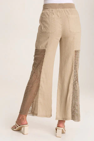 XCVI Tangent Linen/Crochet Wide Leg Pant Tanglewood Pigment