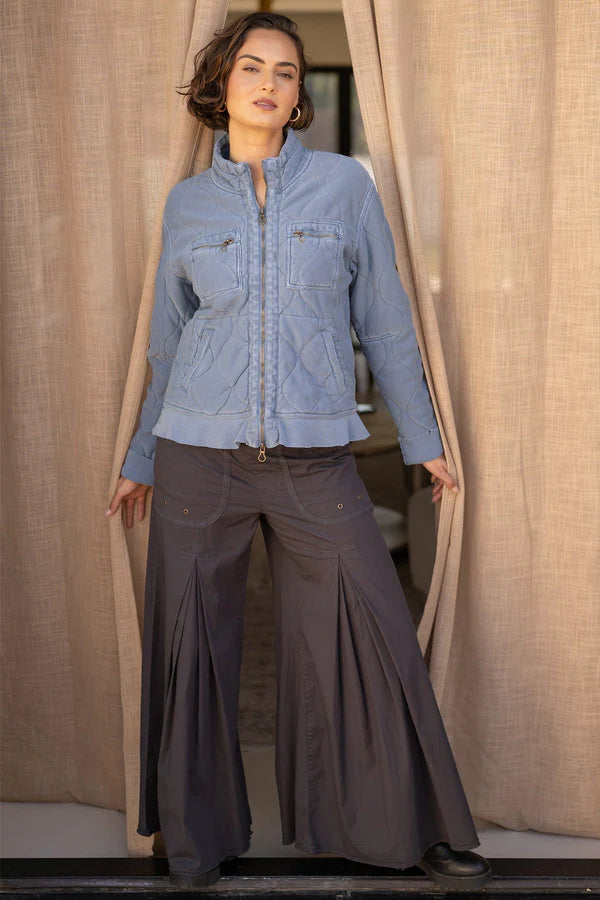 XCVI Darri Nevins Soft Volume Wide Leg Drawstring Pant  in Ashlar