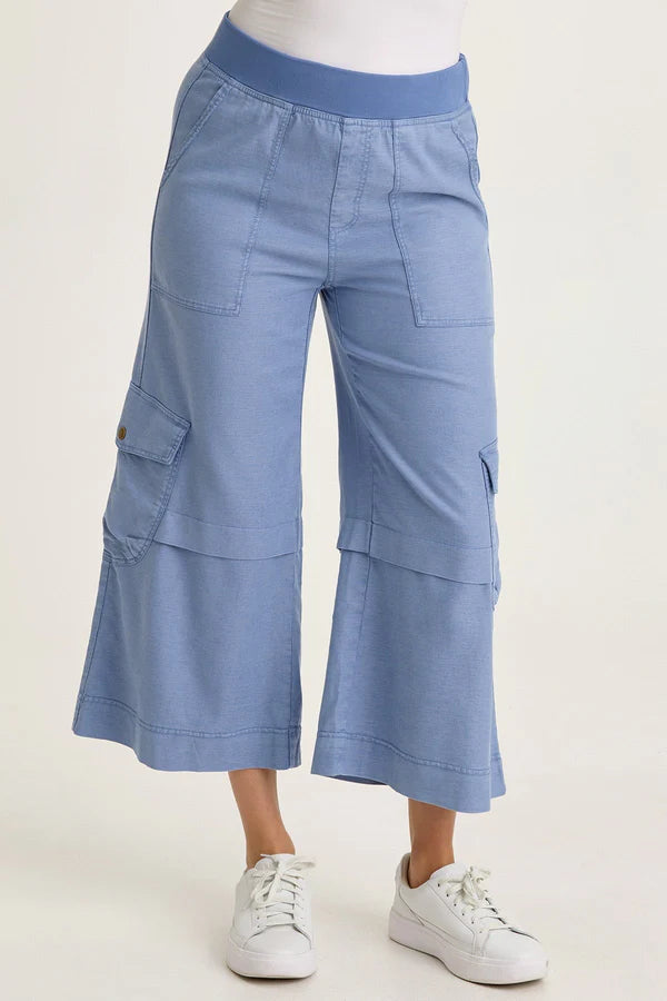XCVI Wearables Rosalina Twill Cargo Gaucho Crop  in Shasta Lake
