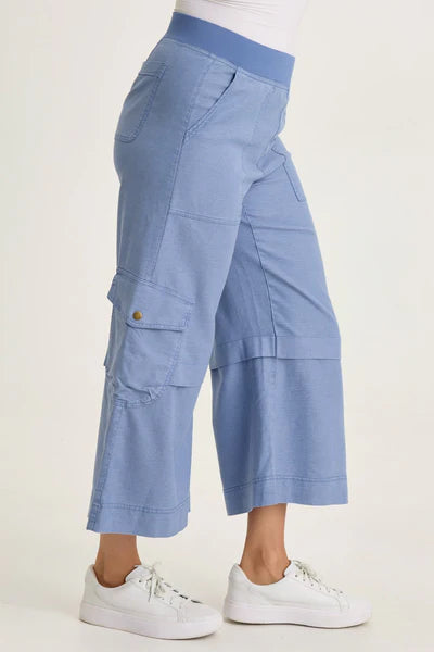 XCVI Wearables Rosalina Twill Cargo Gaucho Crop  in Shasta Lake