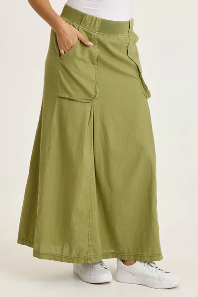 XCVI Wearables Emerie Linen Inverted Box Pleat Skirt  in Garnish Pigment