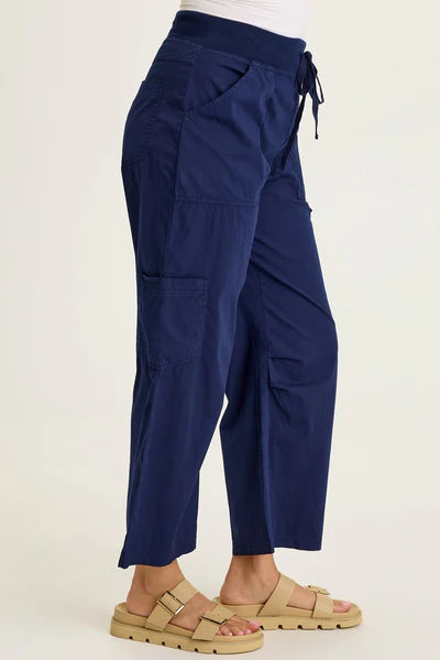 XCVI Wearables Leopold Poplin Darted Knee Cargo Crop  in Airdale Pigment