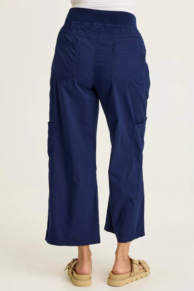 XCVI Wearables Leopold Poplin Darted Knee Cargo Crop  in Airdale Pigment