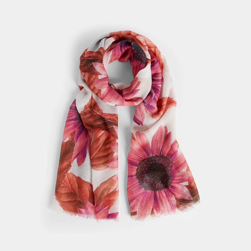 Leona Oblong Scarf - Pink/Orange Floral 2414510A