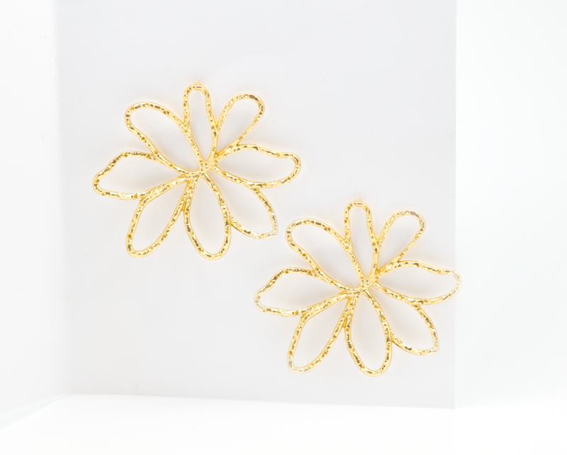Salty Cali Flower Statement Earrings Gold