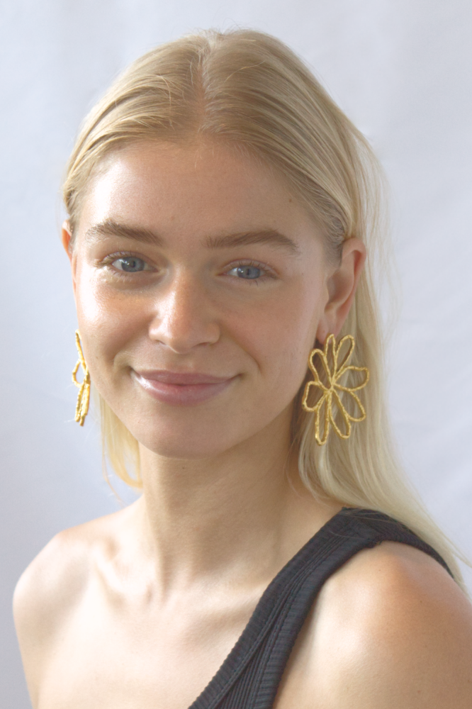 Salty Cali Flower Statement Earrings Gold