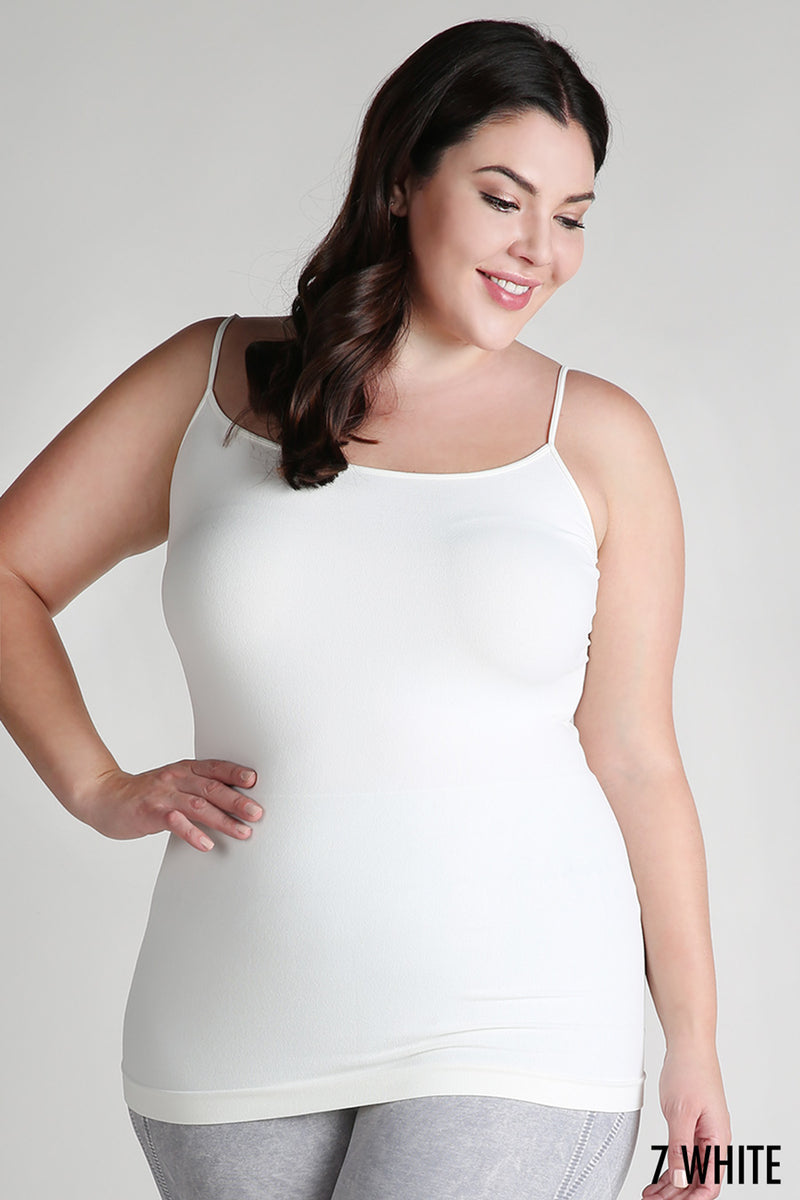 NIKIBIKI Women Plus Size  Seamless Premium Long Camisole - White