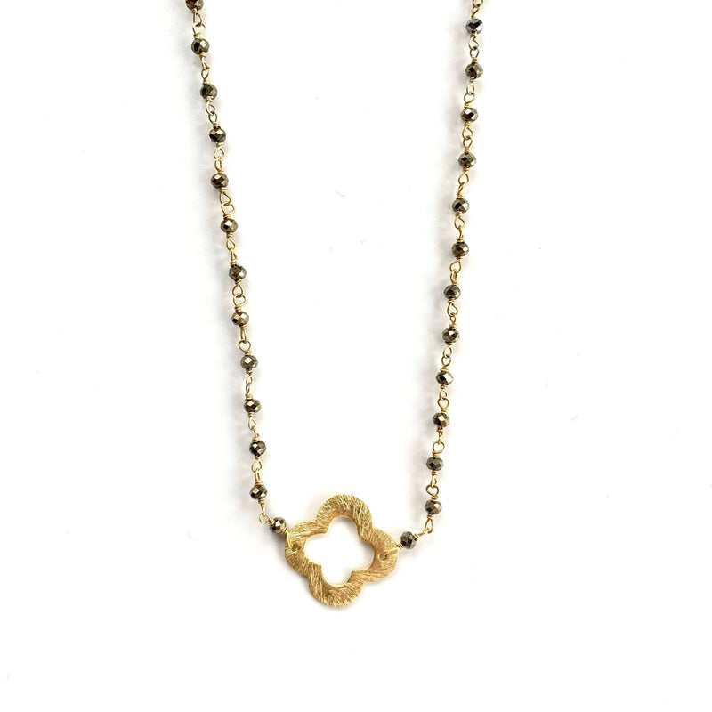 Erin Gray Pyrite + Clover Short Necklace