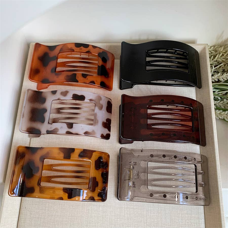 Elegant Rectangle Tortoiseshell &amp; Solid Color Hair Clips