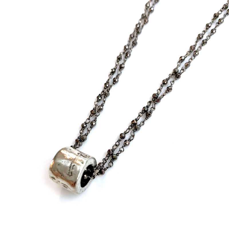 Erin Gray Silver Barrel on Double Oxi Pyrite Necklace