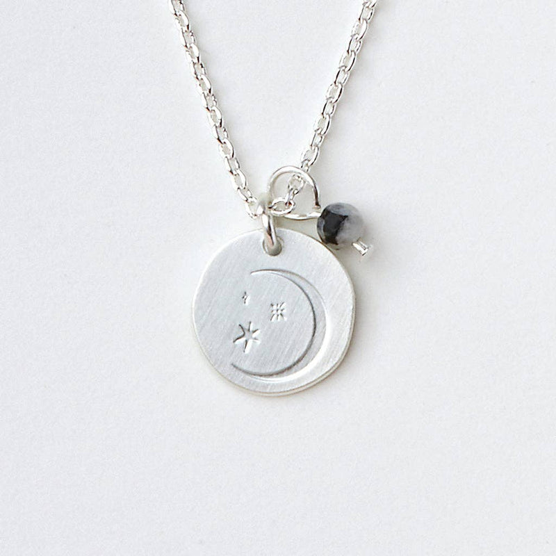 Stone Intention Charm Necklace - Moonstone/Silver
