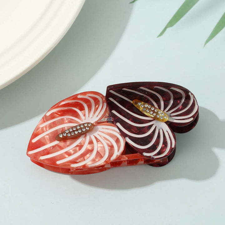 Vibrant Tropical Leaf-Shaped Botanical Hair Claw Clips
