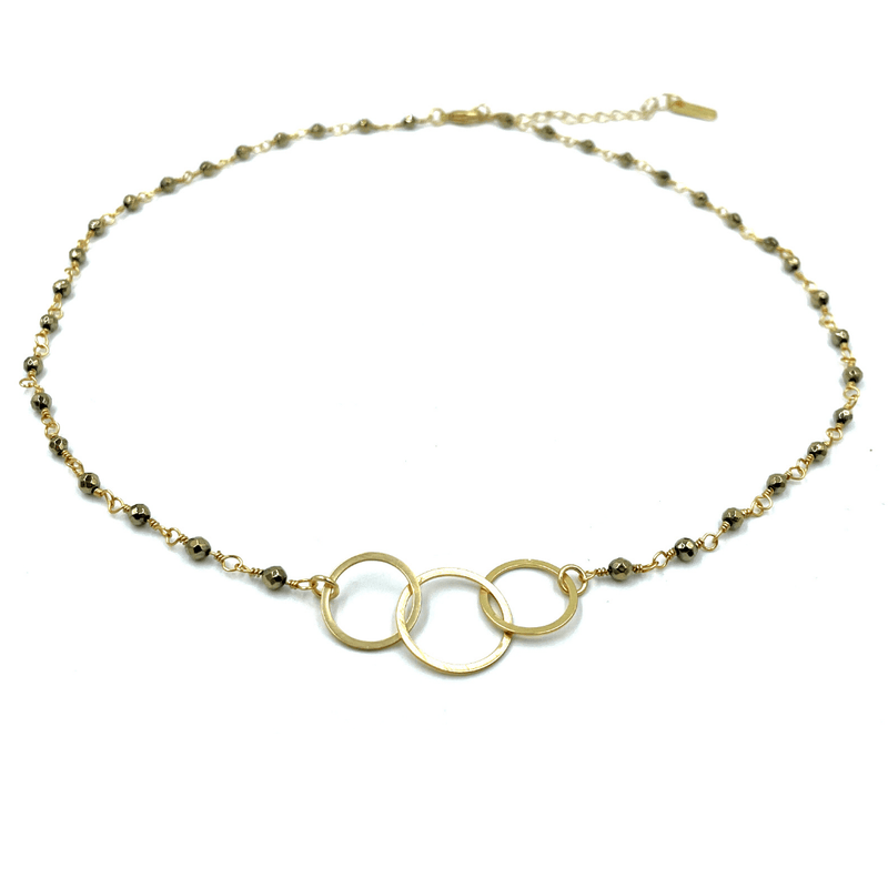 Erin Gray 3 Hoops on Pyrite Short Necklace